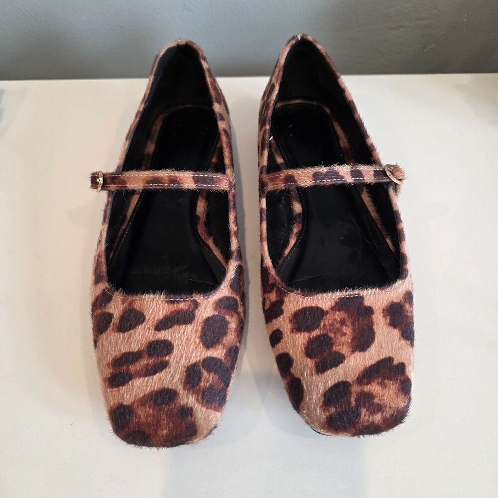 Just Fab Leopard Print Ballet Flats, Size 6 Poet Boho Feminine Balletcore Office